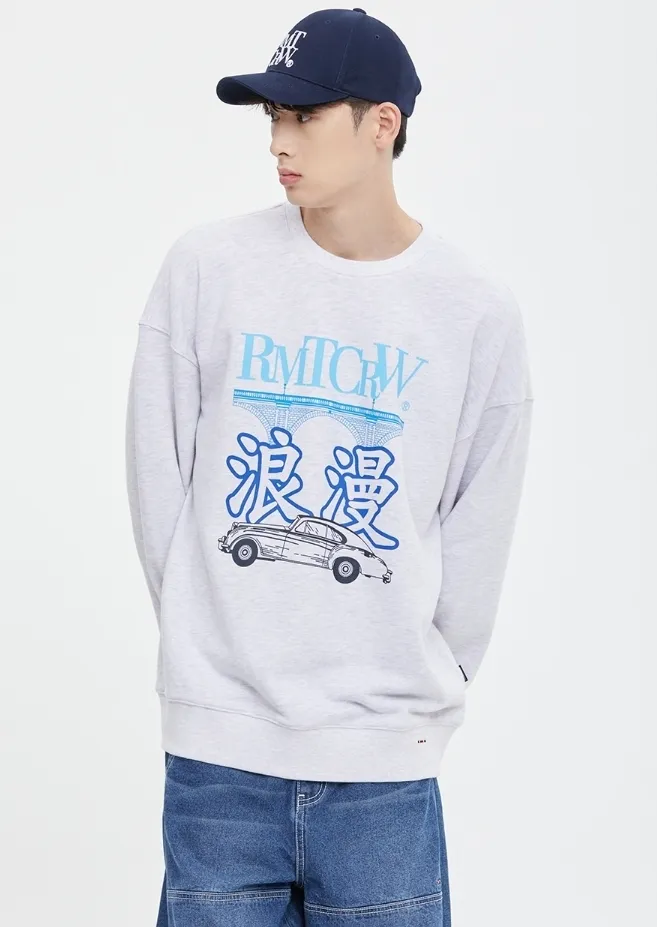 ROMANTIC CROWN  |Unisex Street Style Oversized Logo Sweatshirts