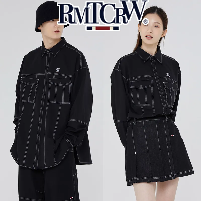 ROMANTIC CROWN  |◇ROMANTIC CROWN◇ TWO POCKET STITCH SHIRT_BLACK / unisex