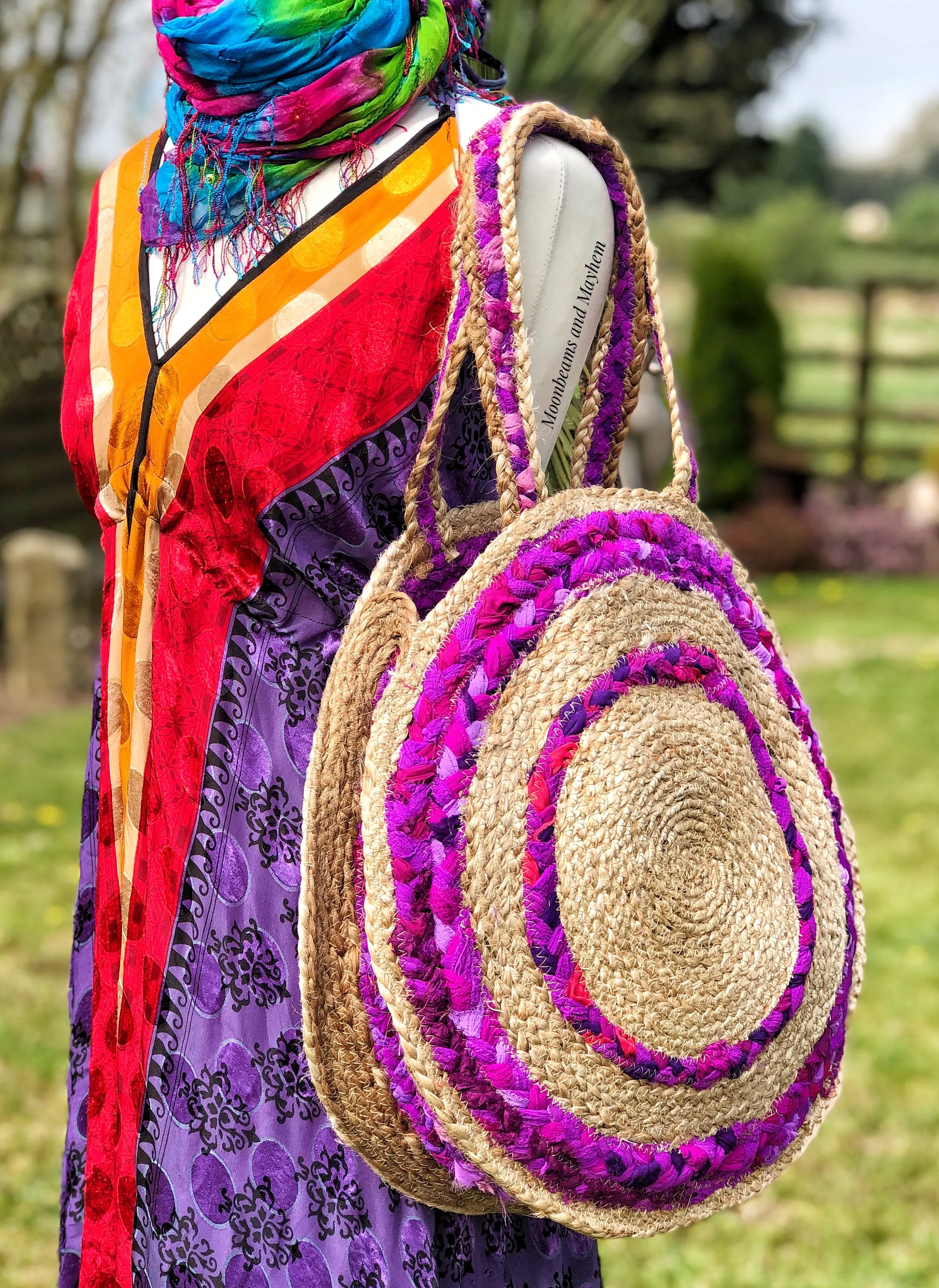 ROSE GARDEN WOVEN JUTE TOTE / SHOULDER BAG