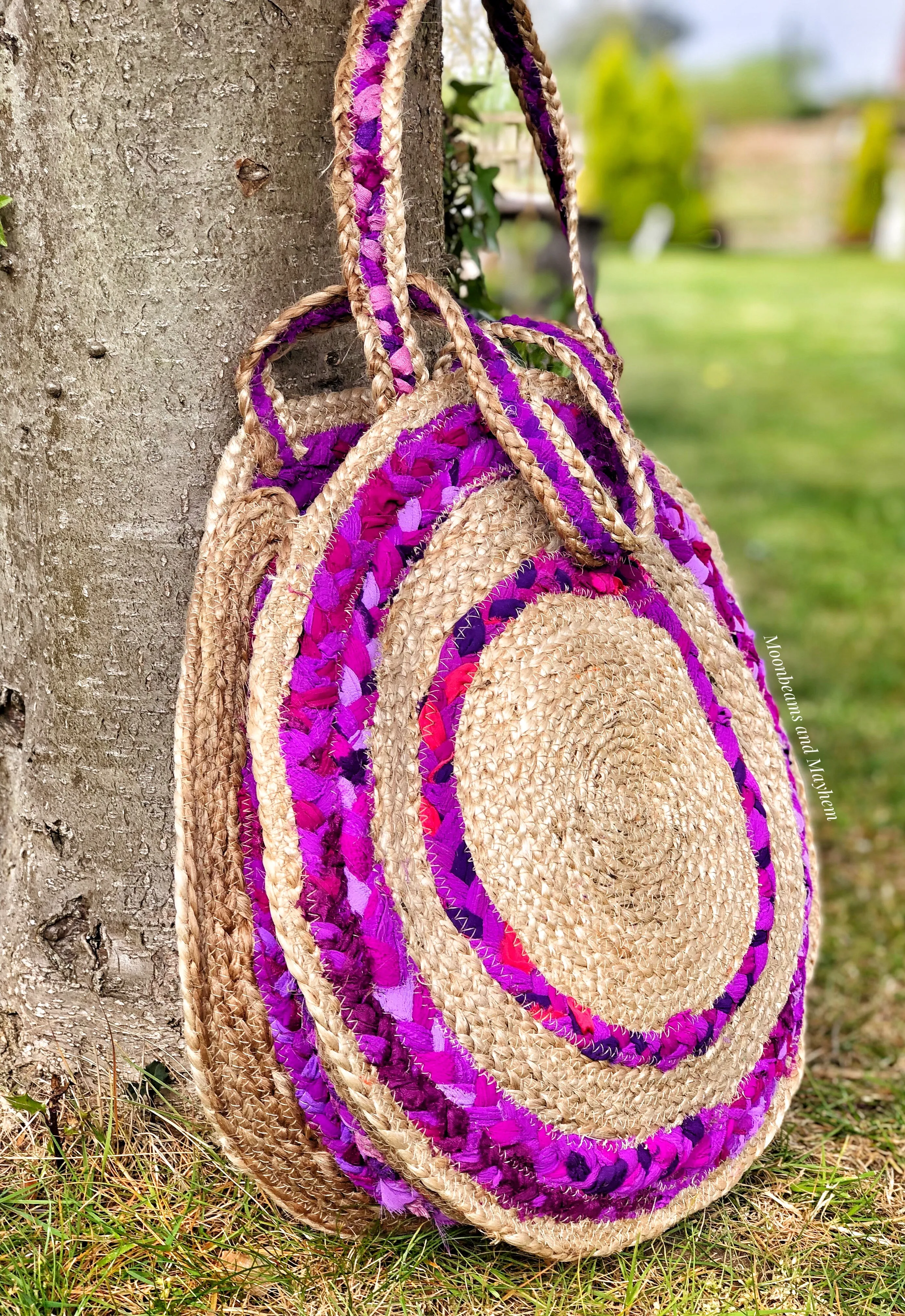 ROSE GARDEN WOVEN JUTE TOTE / SHOULDER BAG