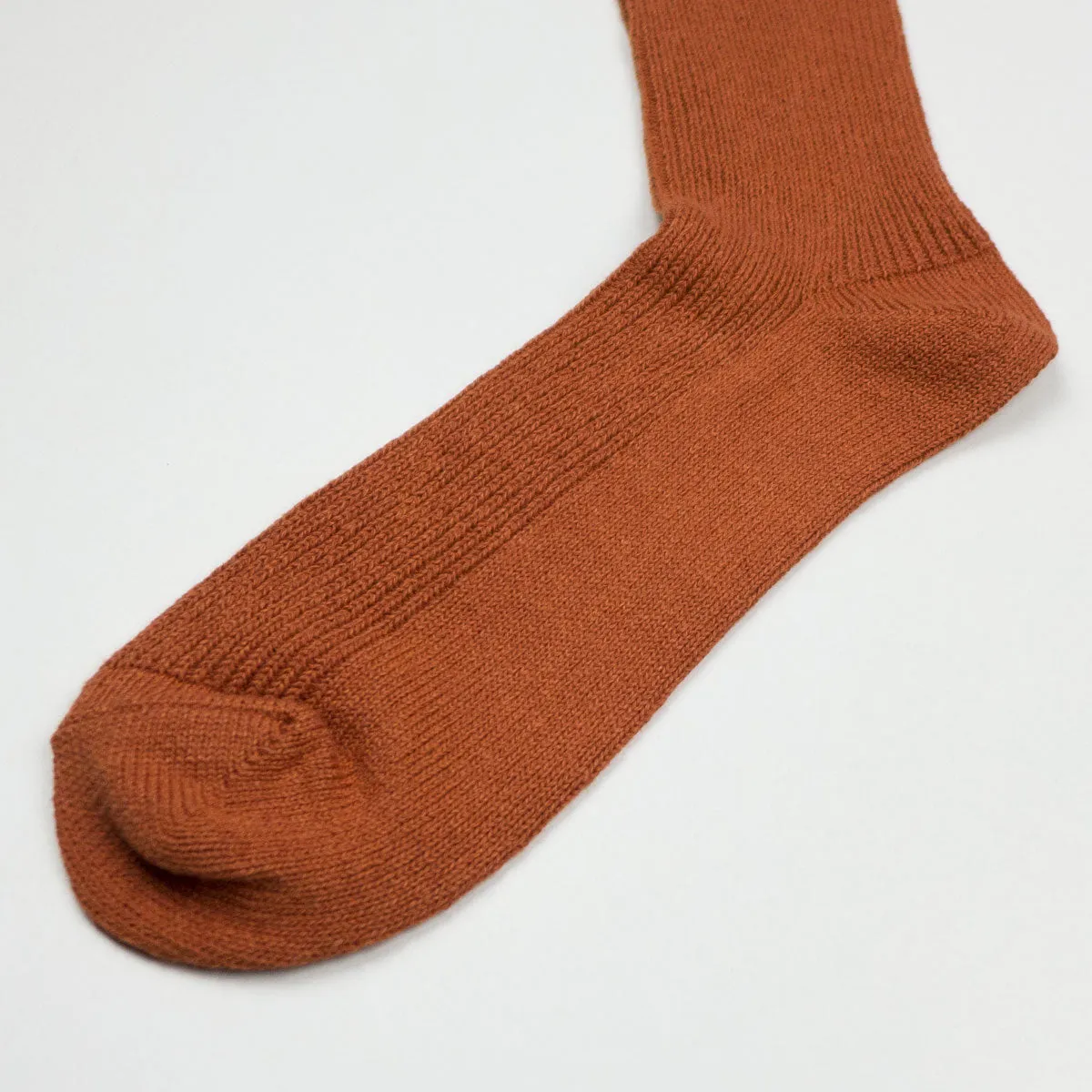 RoToTo - Washi / Recycled Cotton Rib Crew Socks - Dark Orange