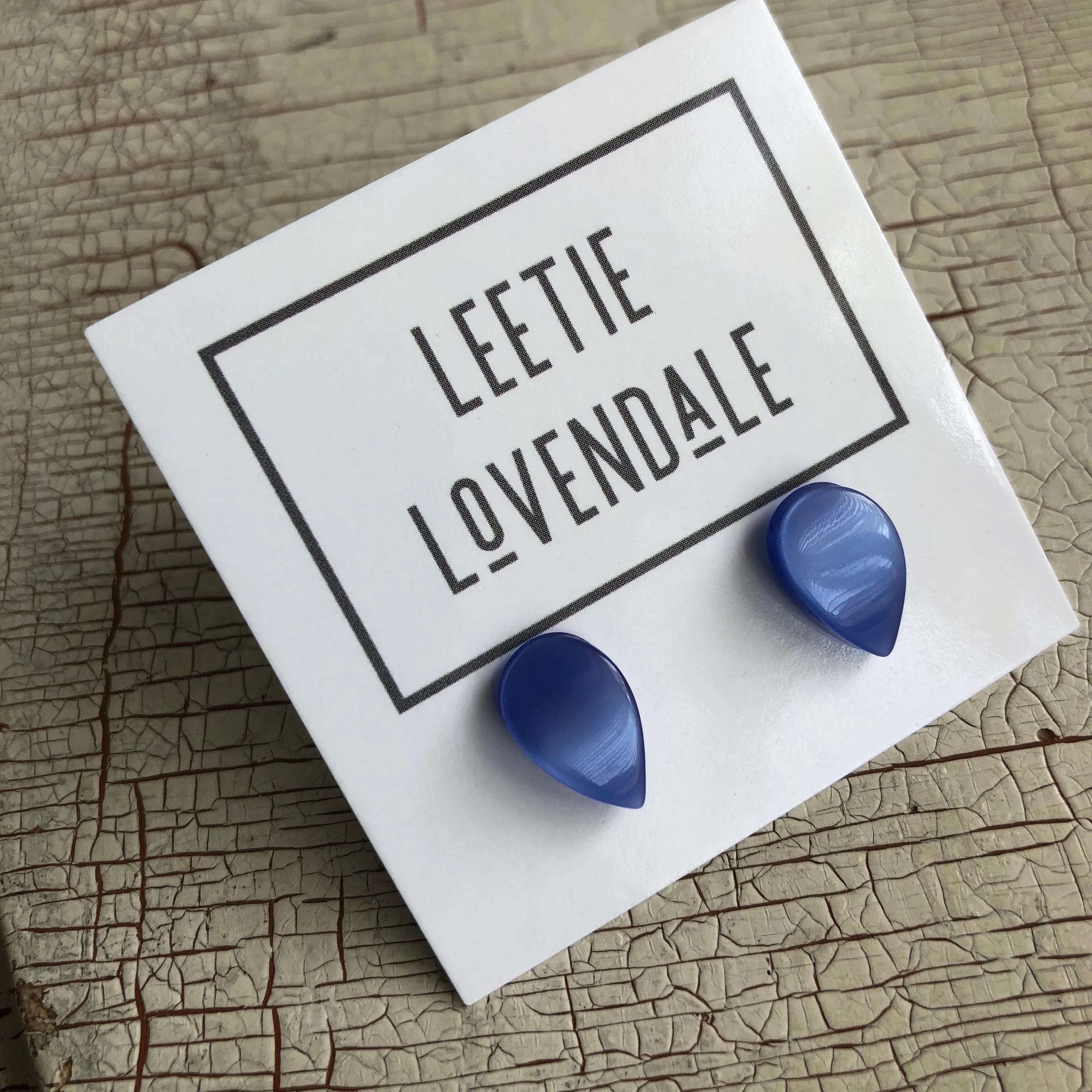 Royal Blue Moonglow Teardrop Stud Earrings