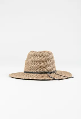 Rusty US GISELE STRAW HAT - BLACK / CARAMEL