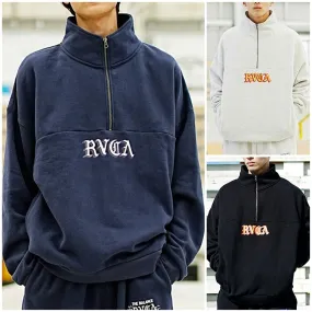 RVCA  |Sweat Street Style Long Sleeves Cotton Oversized Logo