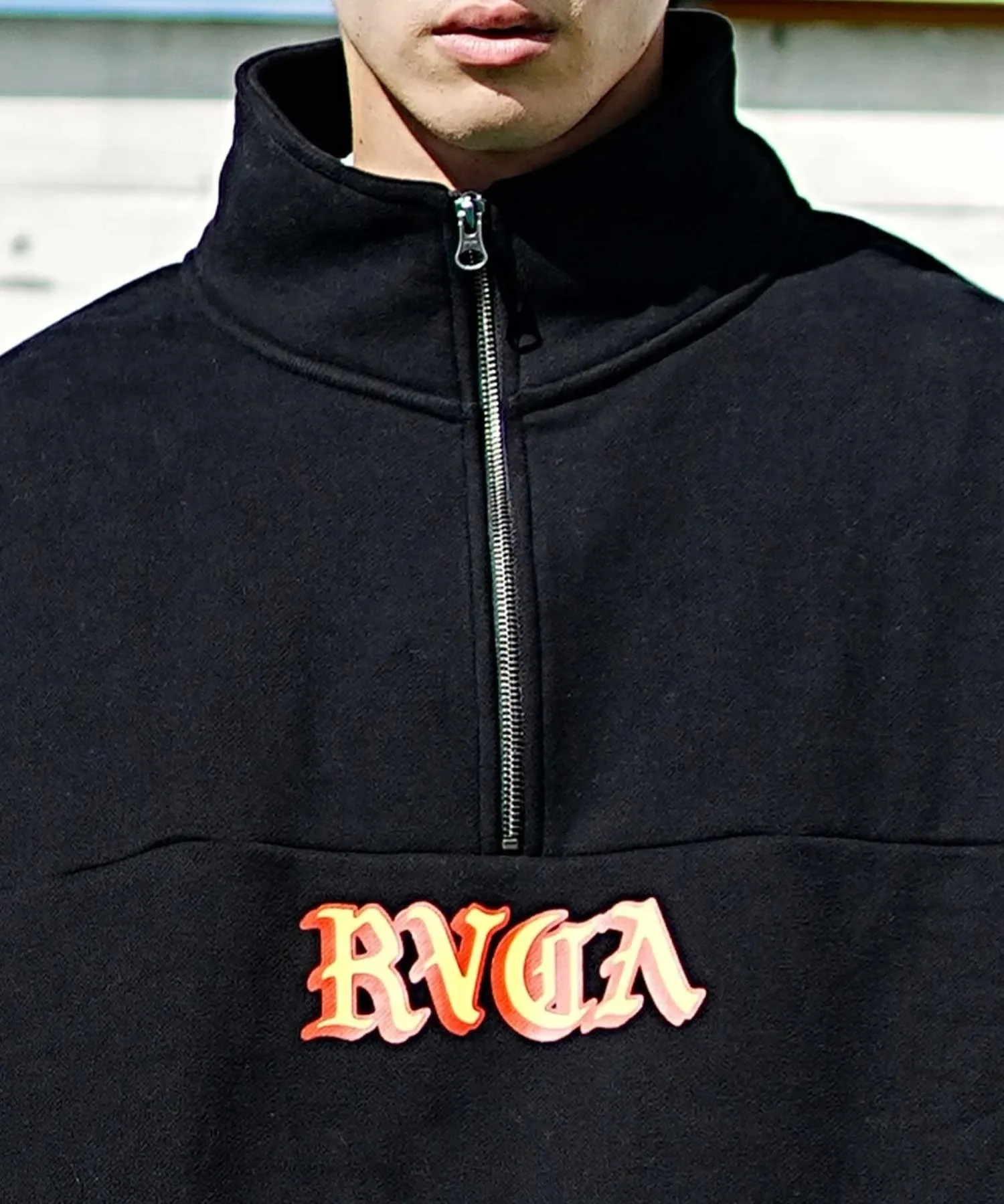 RVCA  |Sweat Street Style Long Sleeves Cotton Oversized Logo