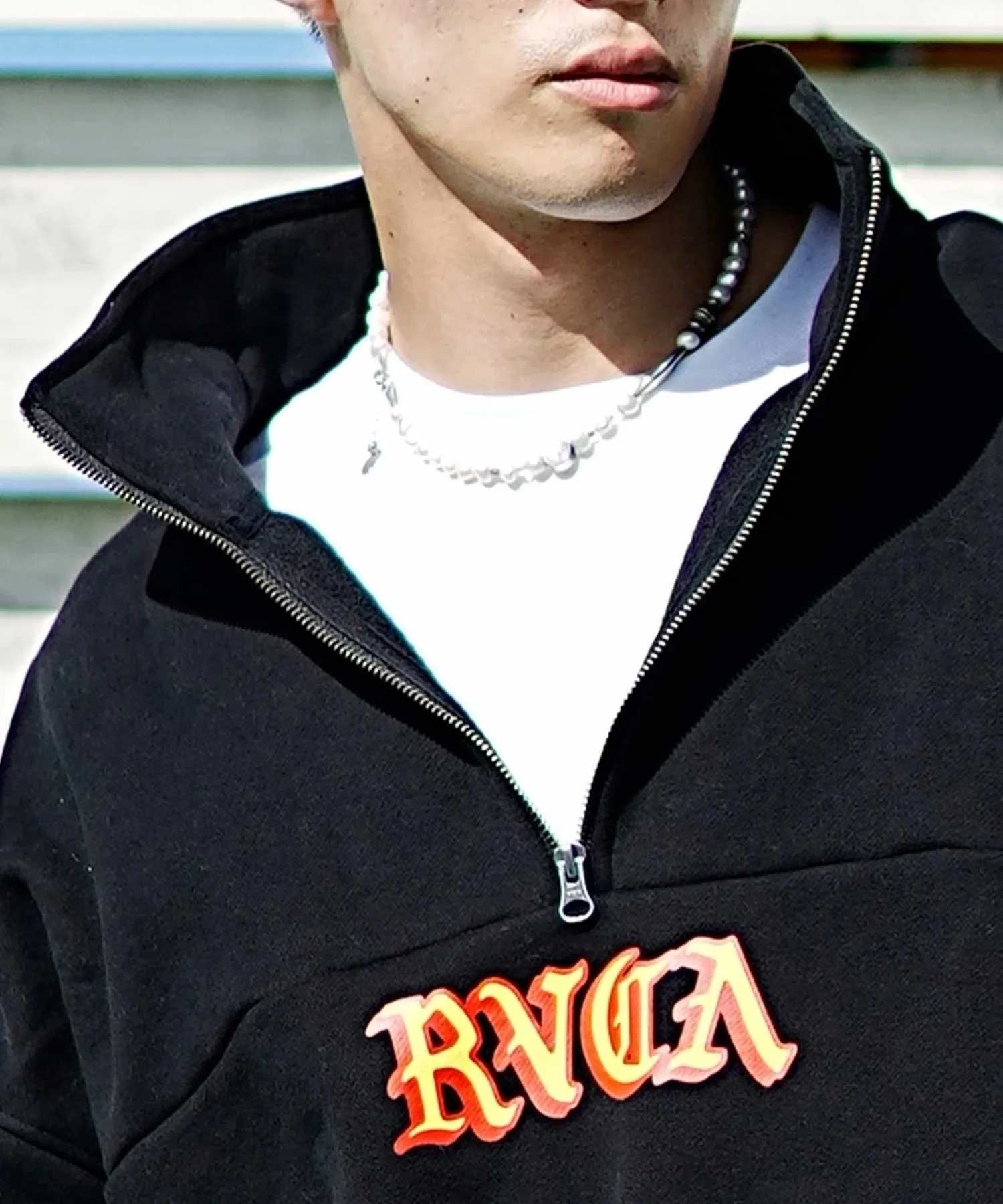 RVCA  |Sweat Street Style Long Sleeves Cotton Oversized Logo