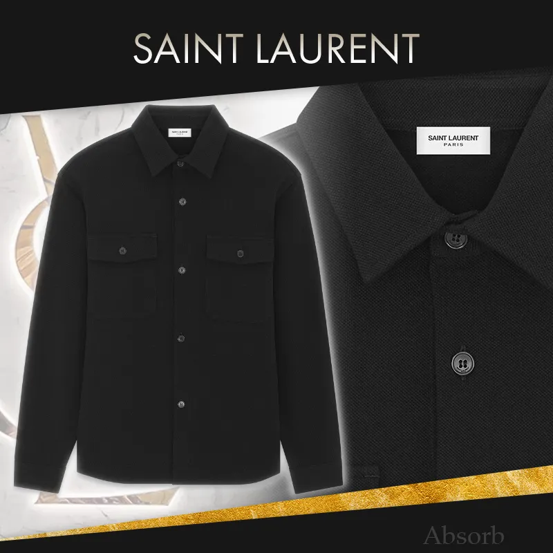 Saint Laurent  |Street Style Long Sleeves Plain Cotton Oversized Luxury