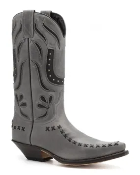 Sendra Boots gray cowboy boots with horseshoe leg detail and leather trimming