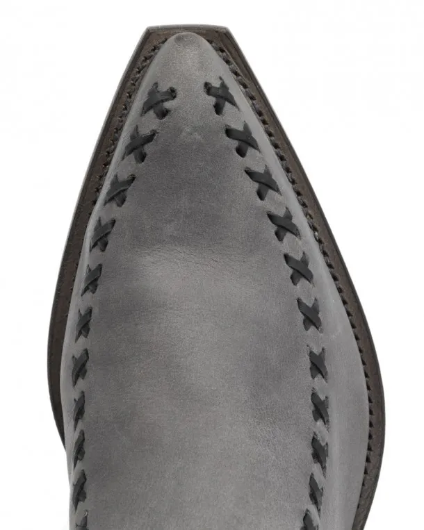 Sendra Boots gray cowboy boots with horseshoe leg detail and leather trimming