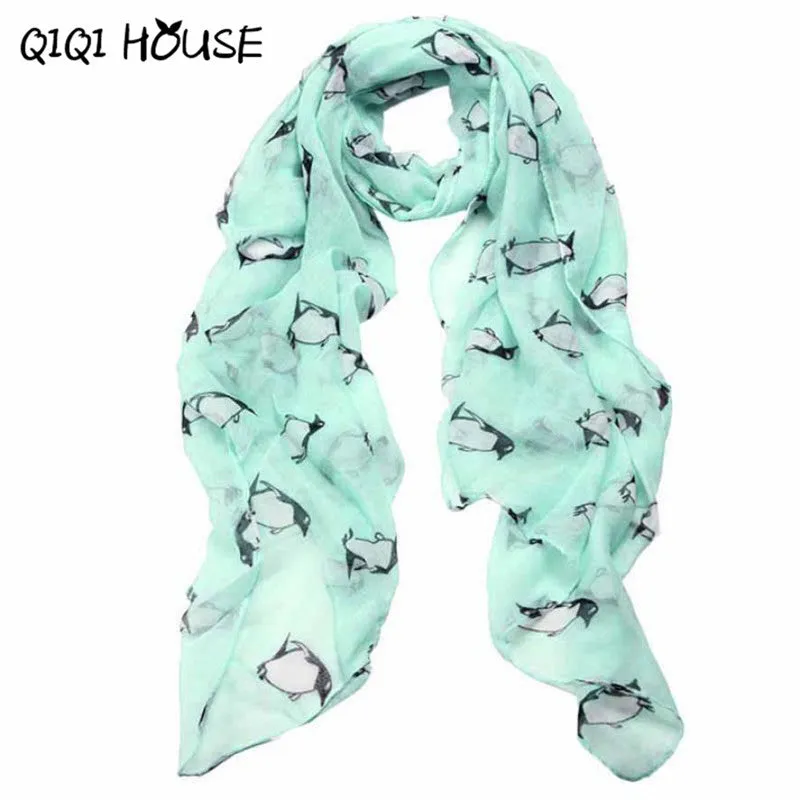 Shawls And Scarves Women Ladies Print Penguin Cute Shawl Voile Rectangle Scarf Mandala Beach Foulard Soie#B819 SM6