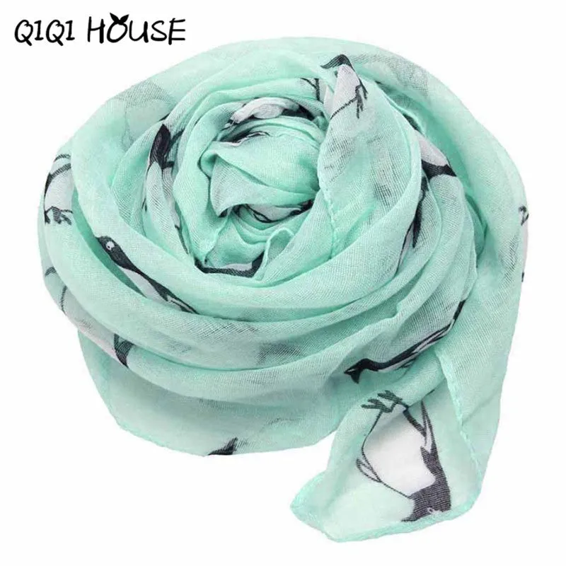 Shawls And Scarves Women Ladies Print Penguin Cute Shawl Voile Rectangle Scarf Mandala Beach Foulard Soie#B819 SM6