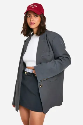 Single Breasted Relaxed Fit Longline Blazer