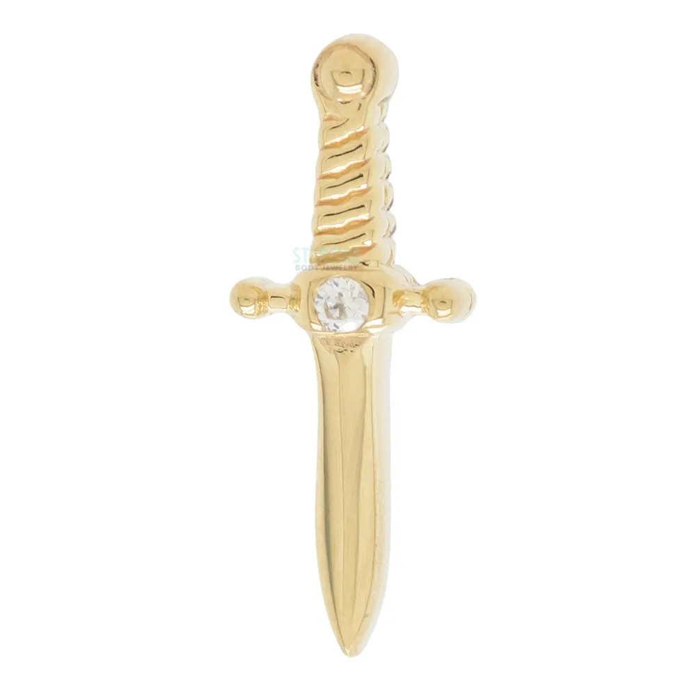 Slasher Dagger Threaded End in Gold with White CZ