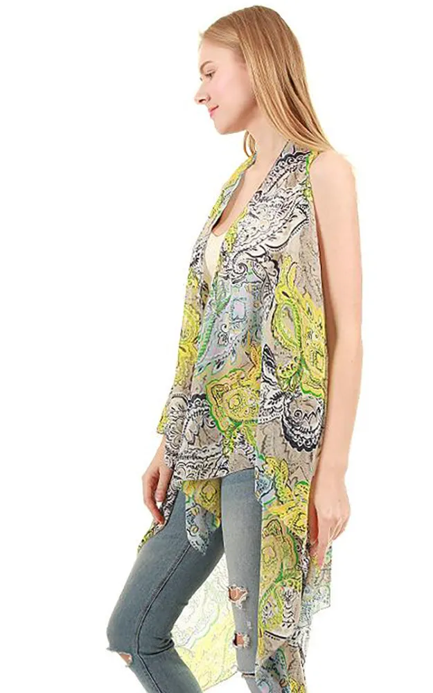 SN163 Multi Color Scarf Long Vest