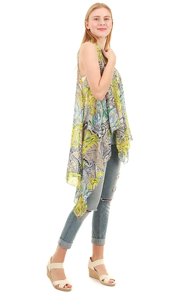 SN163 Multi Color Scarf Long Vest