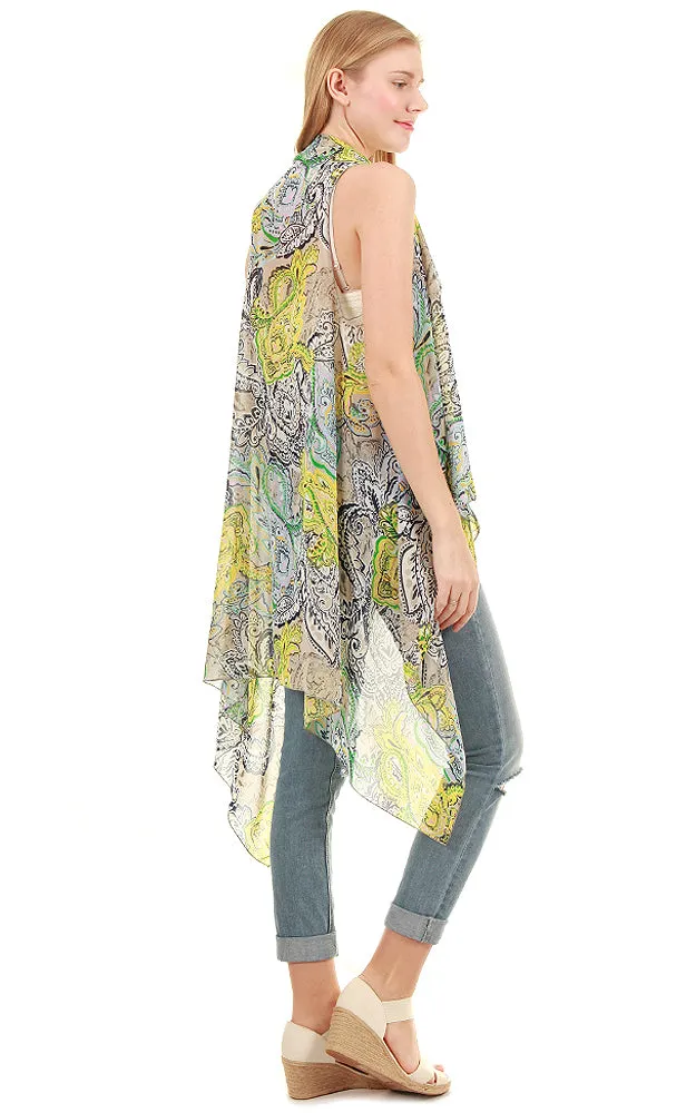 SN163 Multi Color Scarf Long Vest