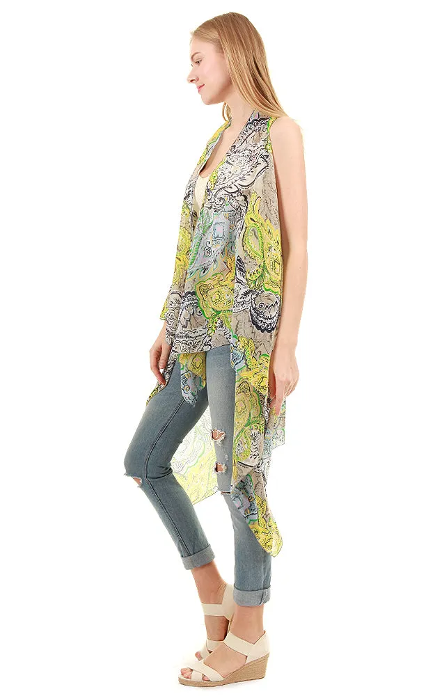 SN163 Multi Color Scarf Long Vest