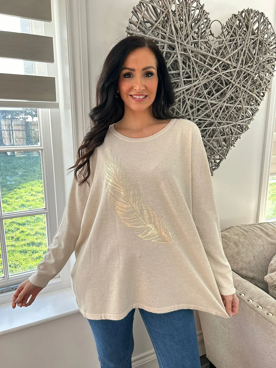 Stone Gold Feather Knit Kimmy