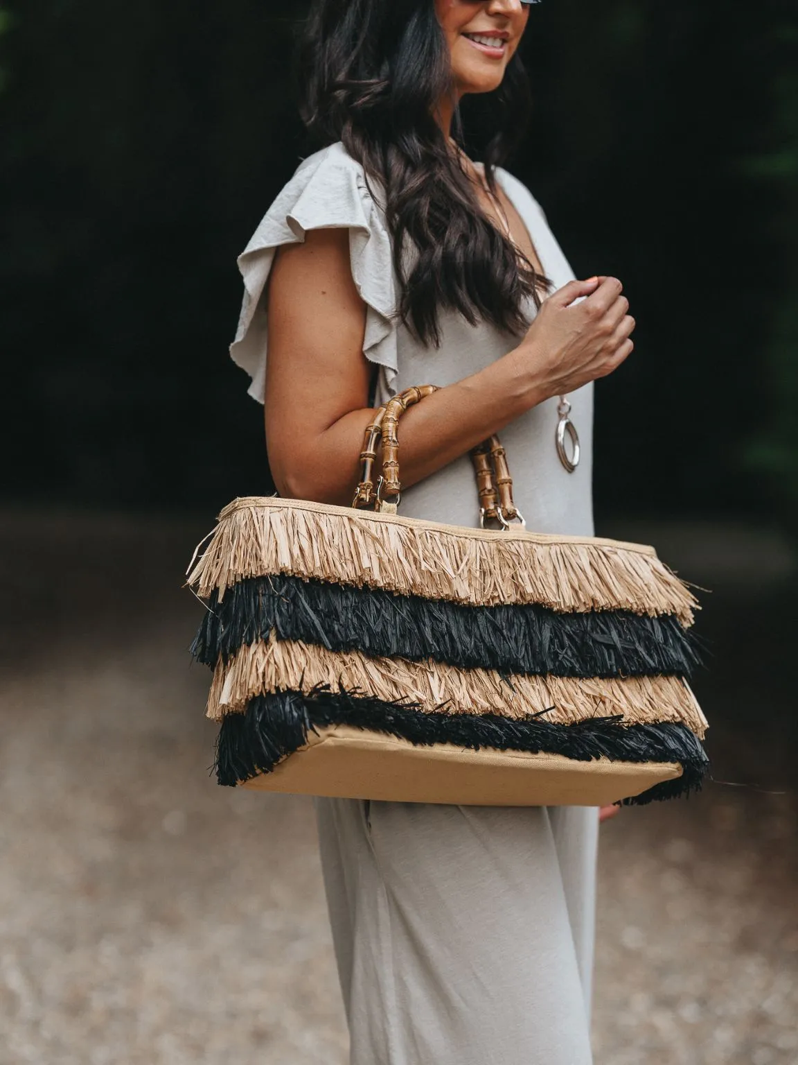 Stripe Straw Bag