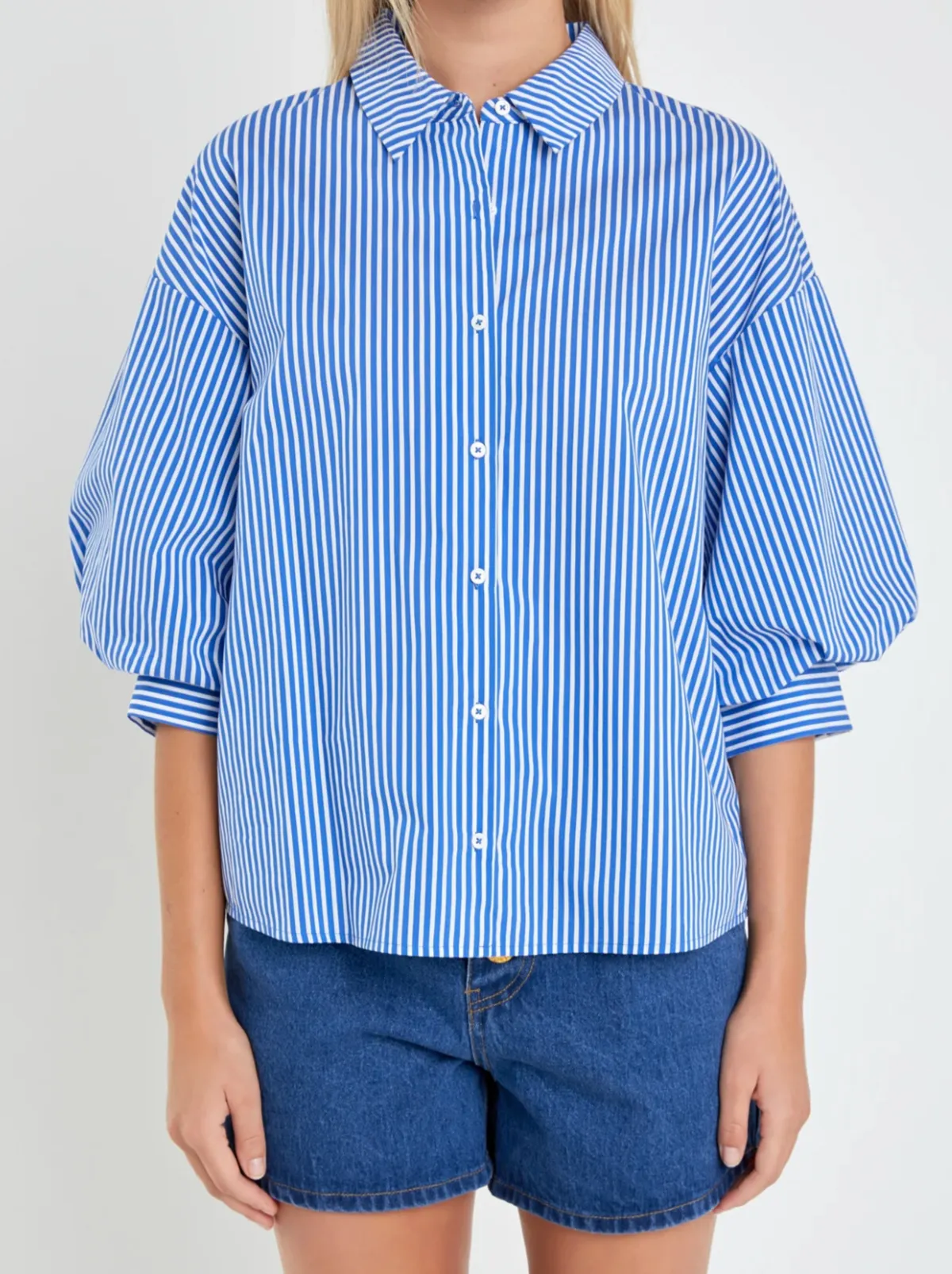 Striped Balloon Sleeve Shirt