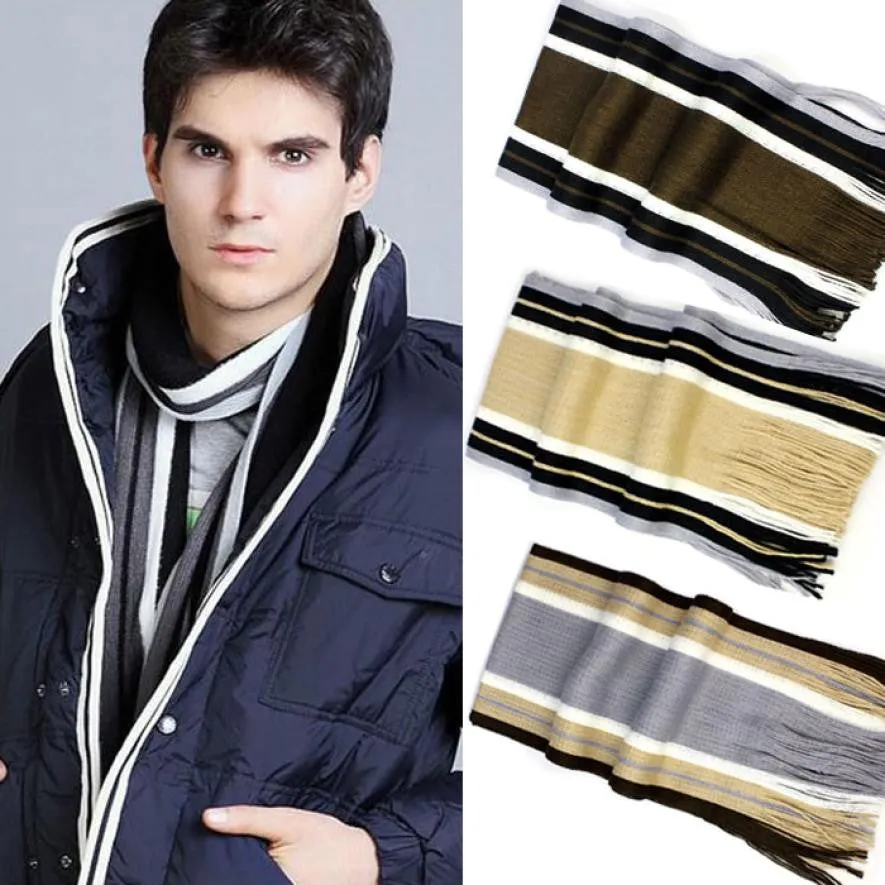 Style ly Korean Casual Warm Stripe Cashmeres Knitting Man Leisure Scarf Sunshine