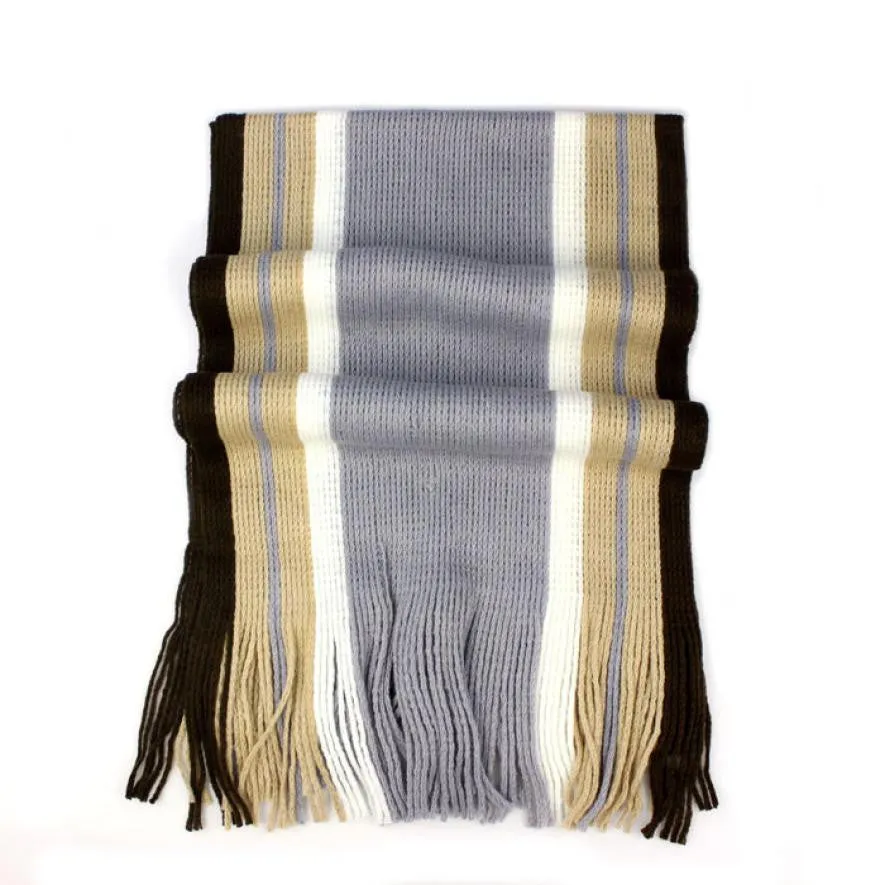 Style ly Korean Casual Warm Stripe Cashmeres Knitting Man Leisure Scarf Sunshine