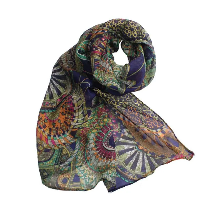 Style Women Girl Chiffon Printed Silk Long Soft Scarf Shawl Scarf Sunshine