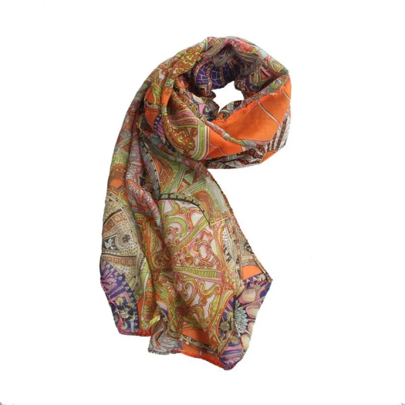 Style Women Girl Chiffon Printed Silk Long Soft Scarf Shawl Scarf Sunshine