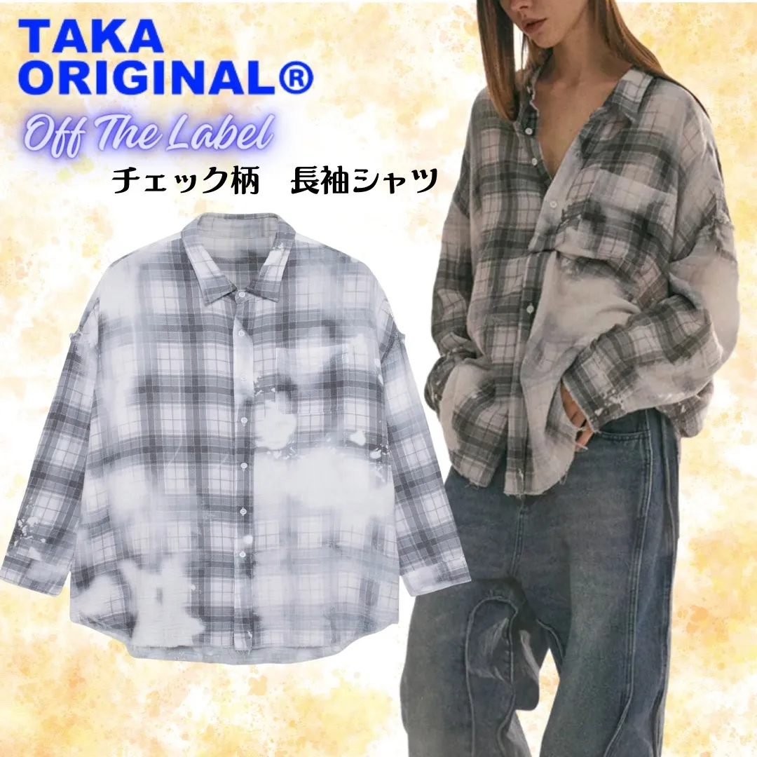 TAKA ORIGINAL  |Tartan Unisex Street Style Long Sleeves Oversized Shirts