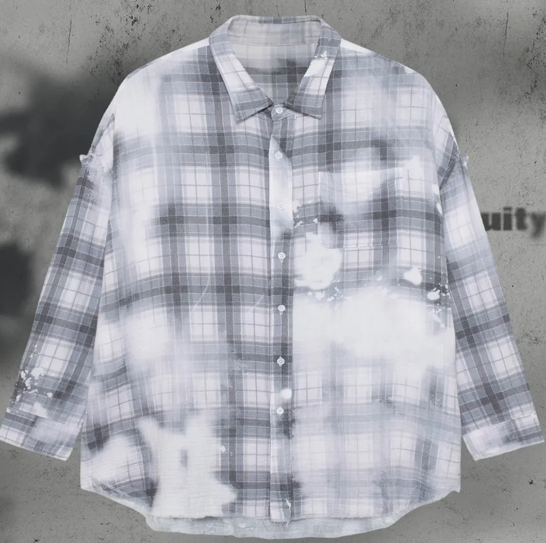 TAKA ORIGINAL  |Tartan Unisex Street Style Long Sleeves Oversized Shirts