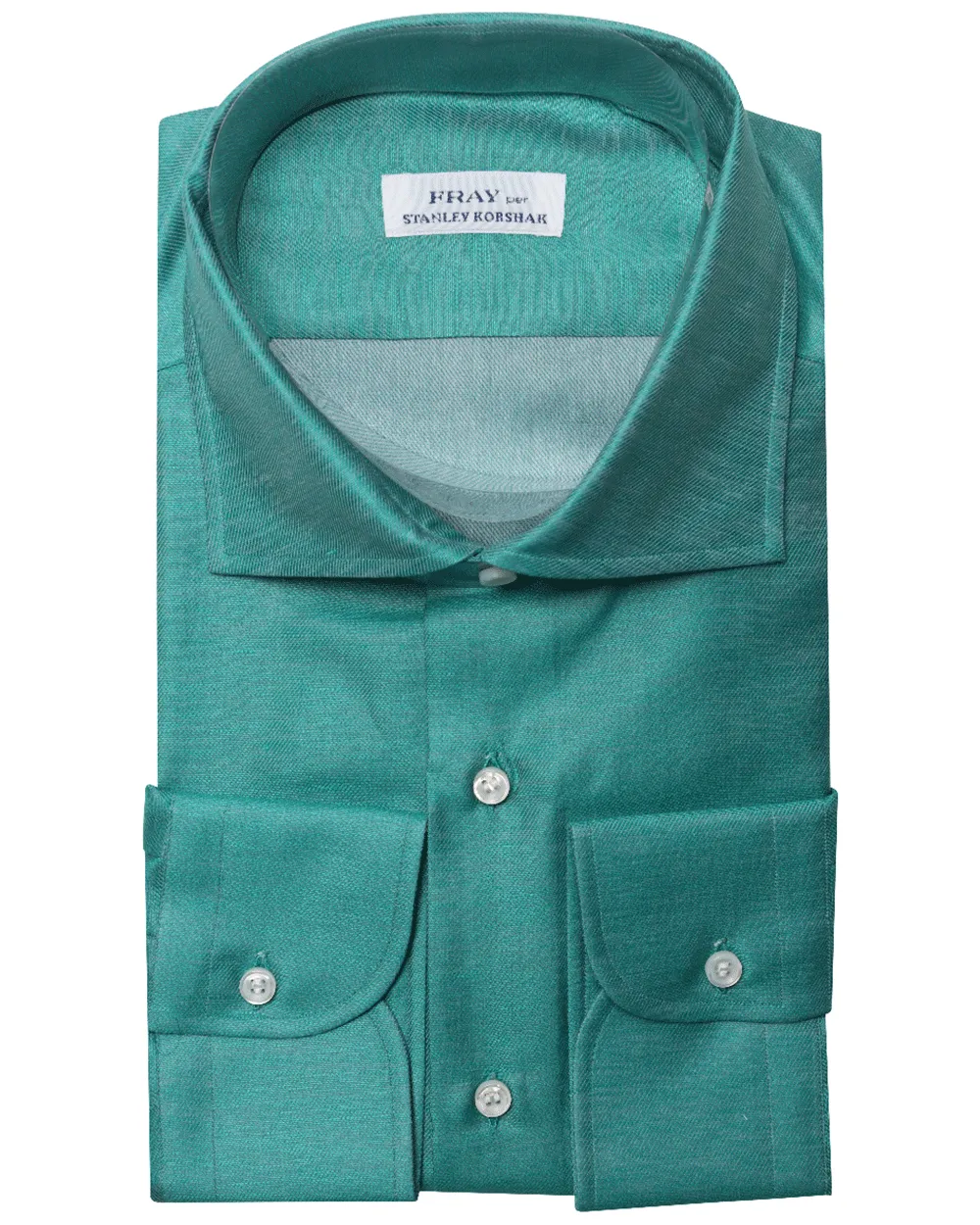 Teal Cotton Blend Dress Shirt