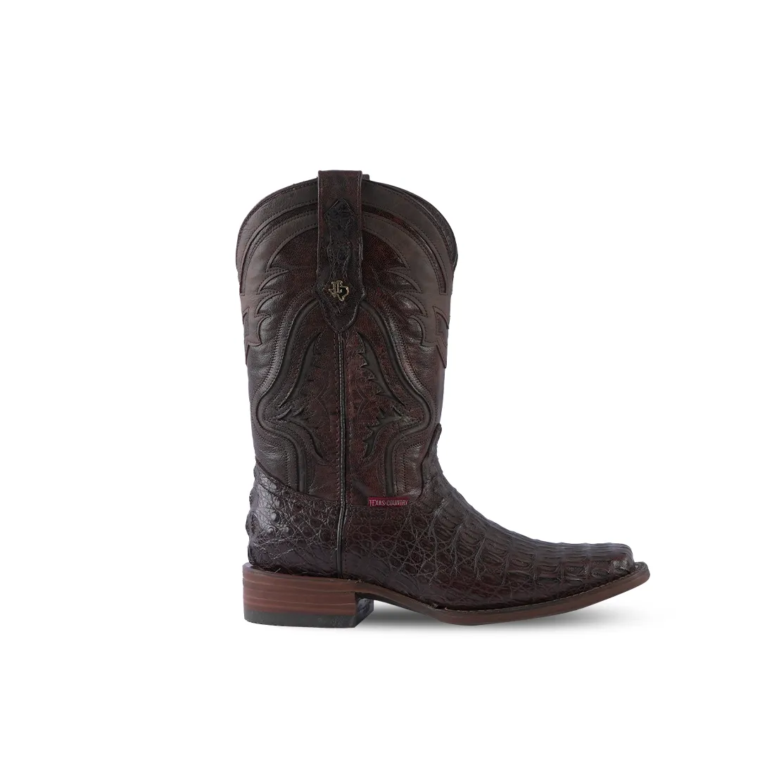 Texas Country Exotic Boot Lomo Caiman Tabaco Rodeo Toe LM80