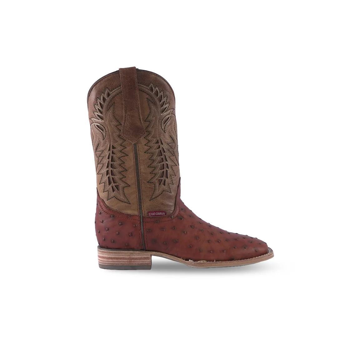 Texas Country Western Boot Ostrich CC Cognac E593