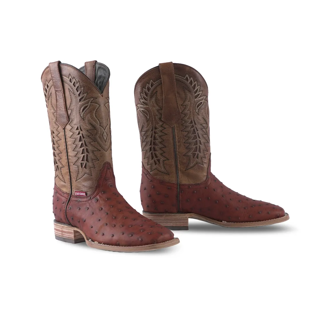 Texas Country Western Boot Ostrich CC Cognac E593