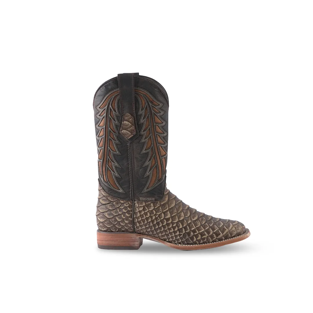 Texas Country Western Boot Python Jumbo Capuchino Rustico E682