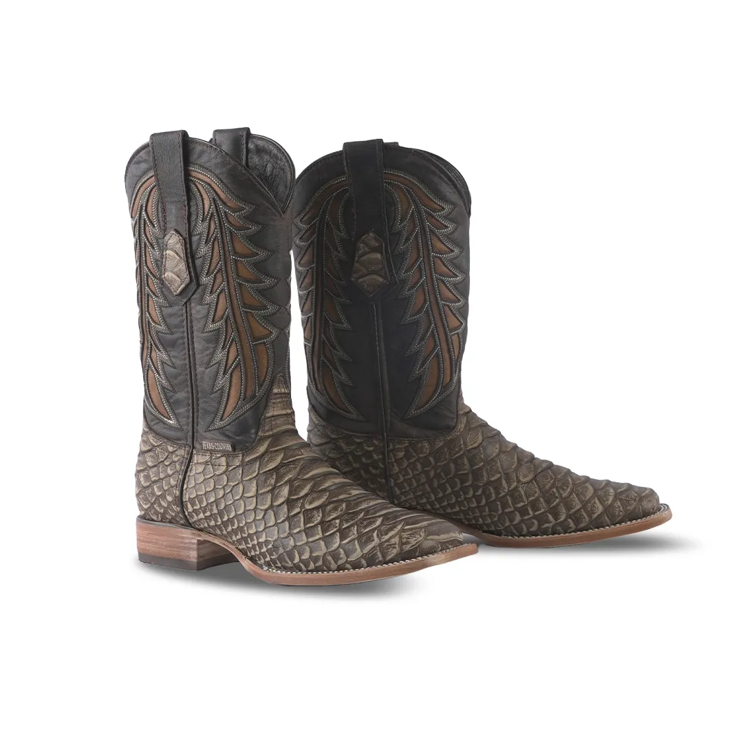 Texas Country Western Boot Python Jumbo Capuchino Rustico E682