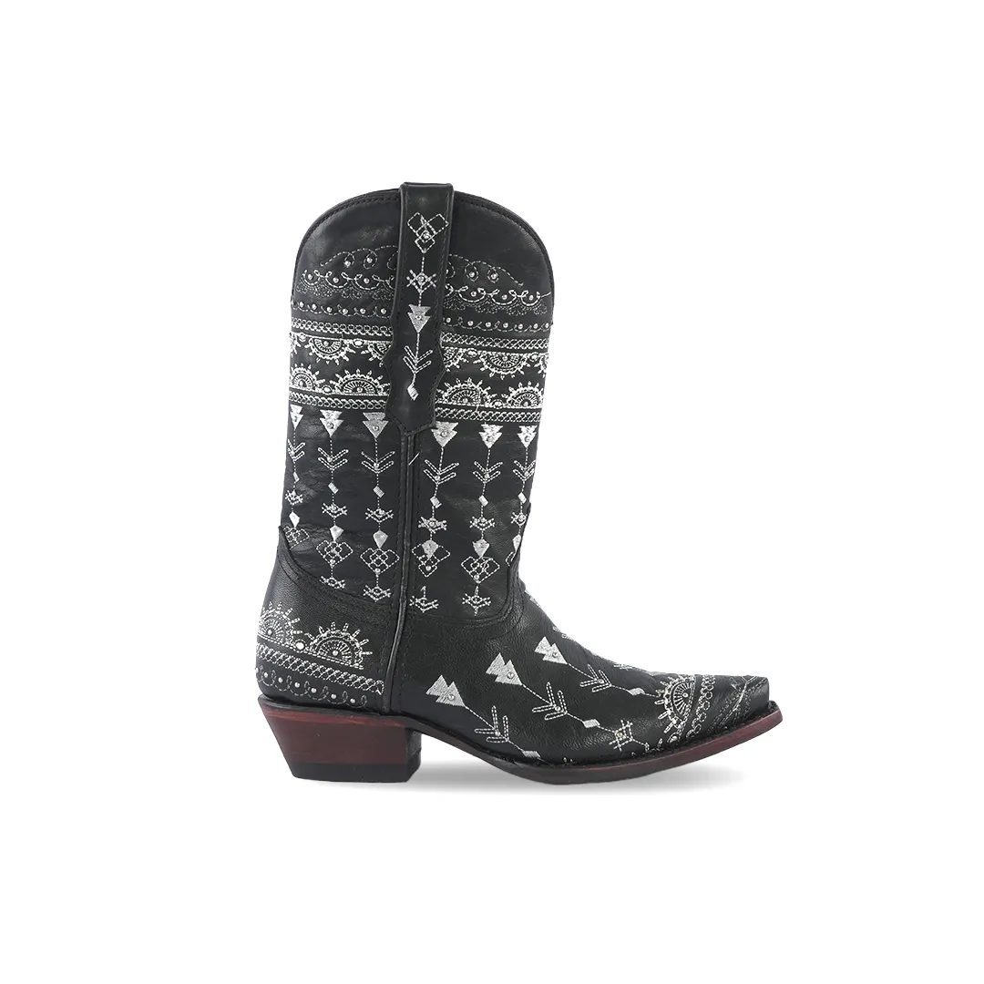 Texas Country Western Womens Boot Desierto Black Snip Toe E89