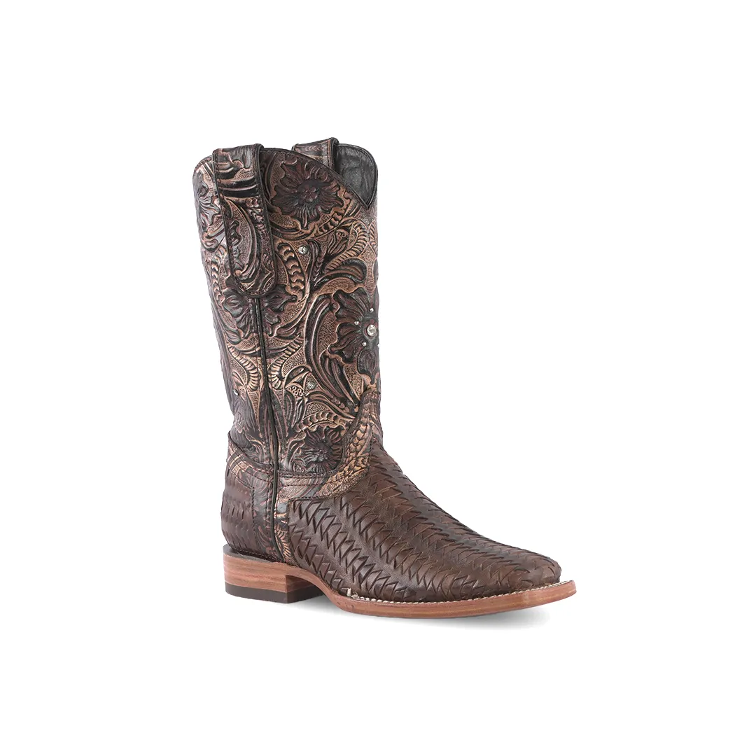 Texas Country Western Womens Boot Mat Choco Square Toe E796