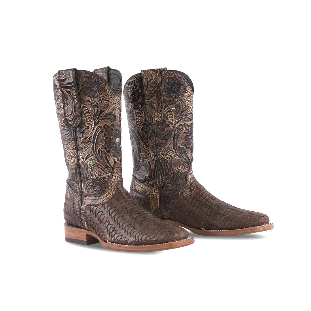 Texas Country Western Womens Boot Mat Choco Square Toe E796