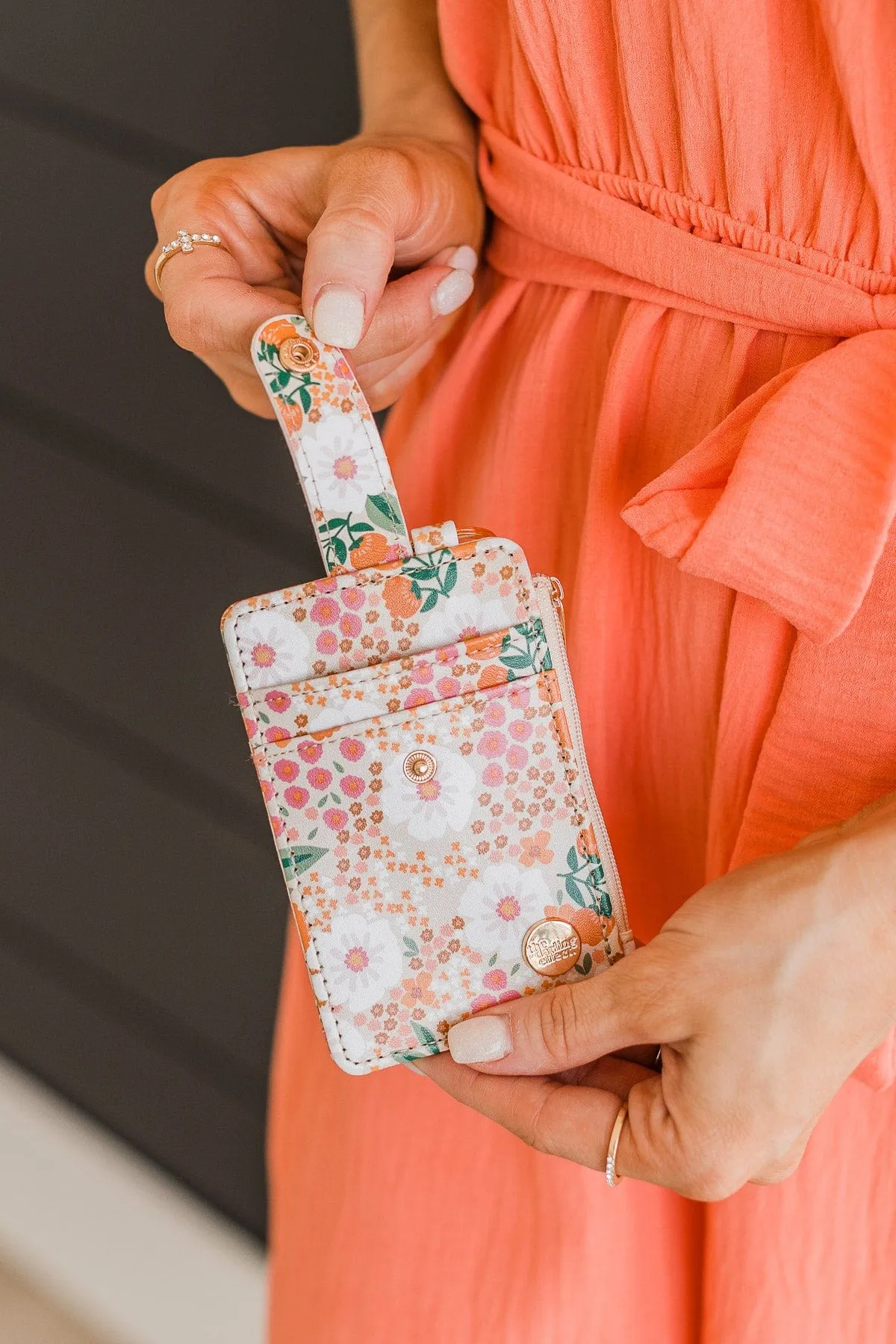 The Darling Effect Keychain Card Wallet- Orange & Tan