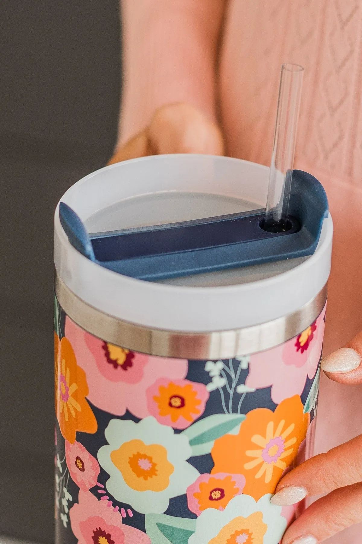 The Darling Effect Travel Tumbler- Navy Floral