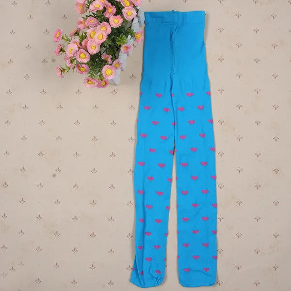 Toddler Kids Girls Love Heart Leggings Pants Trousers Pantyhose Full Foot Stocking 7 Colors SM6