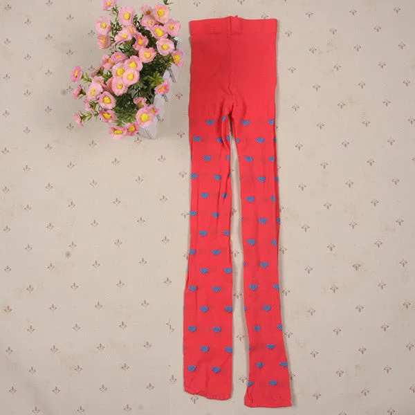 Toddler Kids Girls Love Heart Leggings Pants Trousers Pantyhose Full Foot Stocking 7 Colors SM6