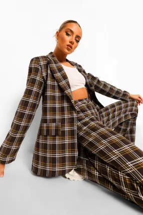 Tonal Checked Oversized Dad Blazer