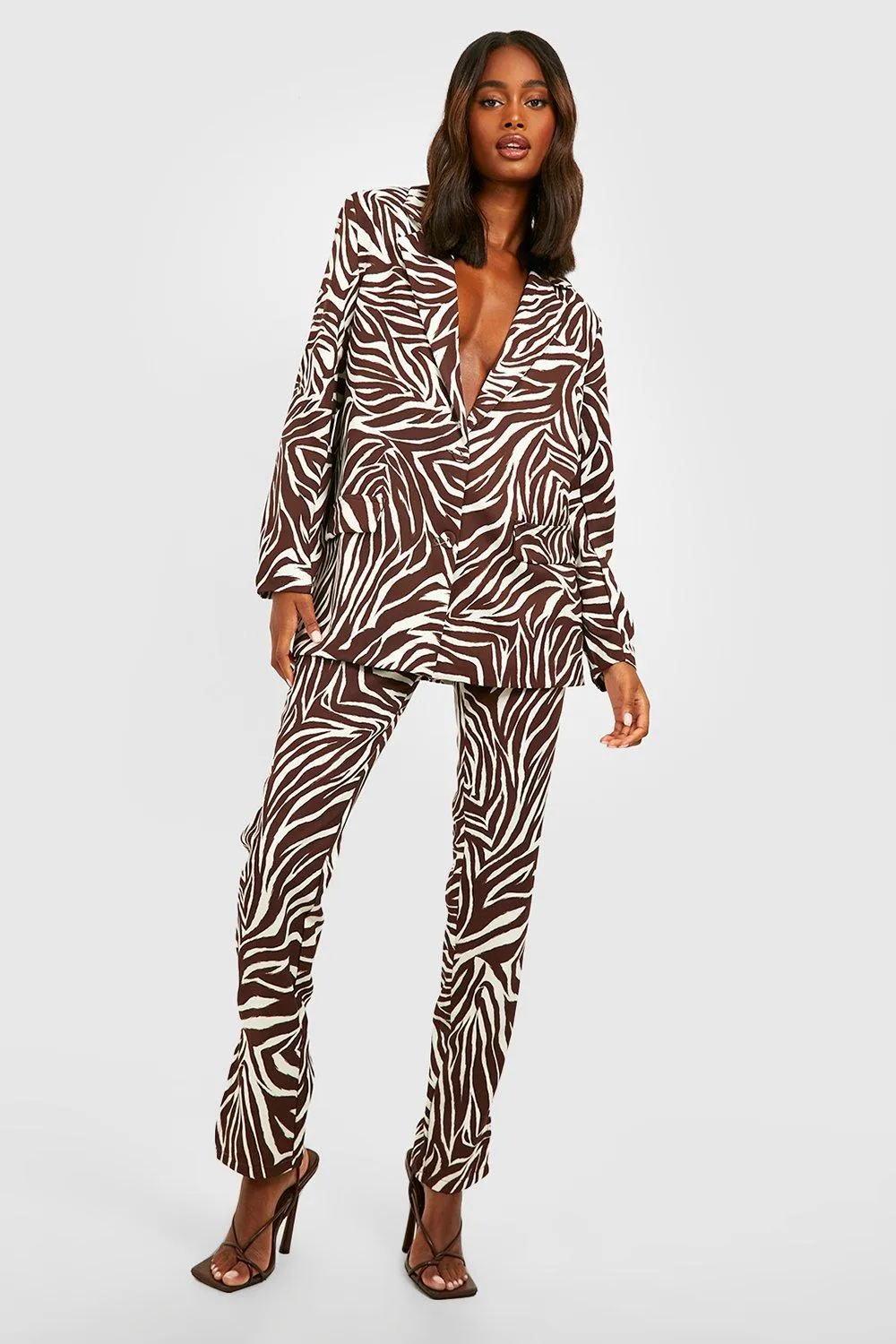 Tonal Zebra Print Relaxed Fit Blazer