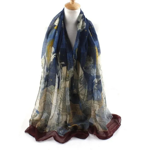 Trendy Fashion Women's Long Print Scarf Wrap For Ladies Shawl Voile Pretty Scarf Tole Women Girls Scarves 90*180cm #1201 SM6