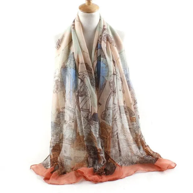 Trendy Fashion Women's Long Print Scarf Wrap For Ladies Shawl Voile Pretty Scarf Tole Women Girls Scarves 90*180cm #1201 SM6