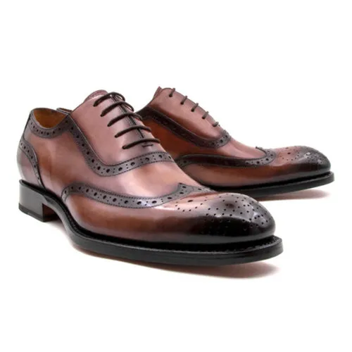 UGo Vasare H and H Wingtip Oxford Laceup Shoes - Time-Honored with Walnut Shine