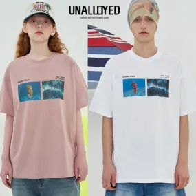 UNALLOYED  |Unisex Street Style Short Sleeves Oversized Logo T-Shirts