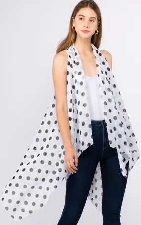 VP1C40 Polka-dot Printed Scarf Long Vest